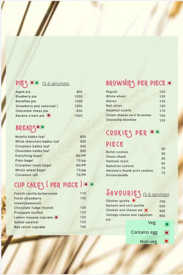De Novo Bakes Full Menu
