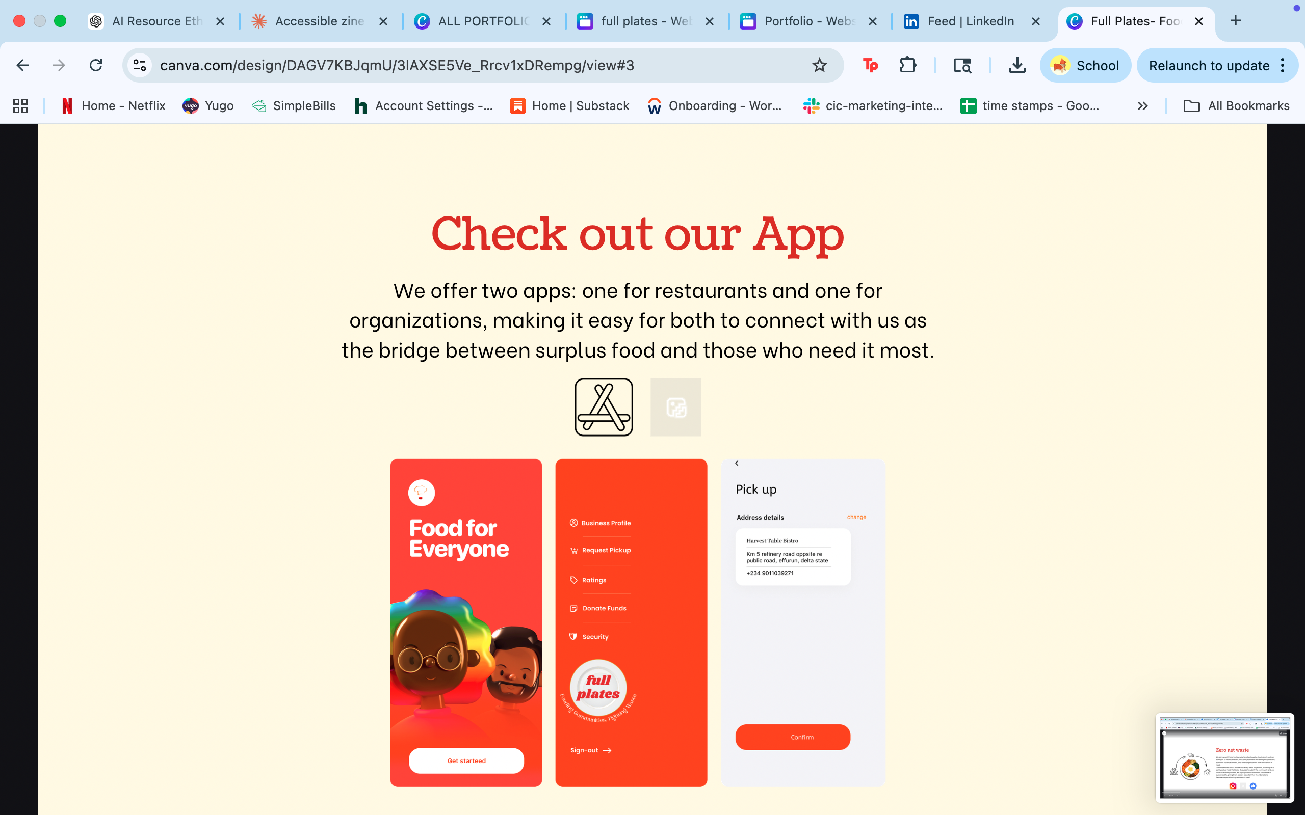App screens